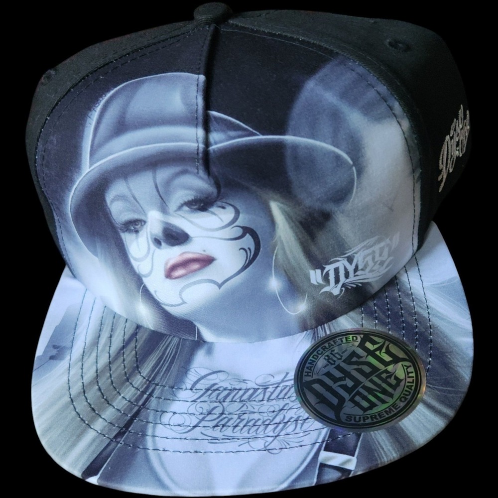 Dyse One Gangsta Paradise Snapback Hat Chicano Art Day of the Dead NWT Cap Black